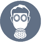 Pelēka brīdinājuma uzlīme - Jālieto gāzmaska