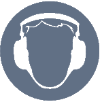 Pelēka brīdinājuma uzlīme - Jālieto dzirdes aizsarglīdzekļi