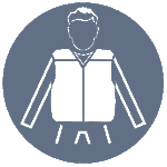 Pelēka brīdinājuma uzlīme - Jālieto glābšanas veste