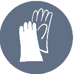 Pelēka brīdinājuma uzlīme - Jālieto aizsargcimdi