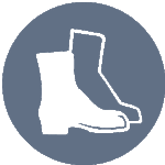 Pelēka brīdinājuma uzlīme - Jālieto darba apavi