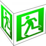 Luminiscējoša panorāmas norāde ''Durvis evakuācijas ceļā'' 10x10 cm