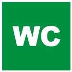 zaļa informatīva uzlīme wc