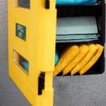 Plastikāta dubultā kaste 616x735x270 ar stiklu dzeltena/melna (Absorbentiem)