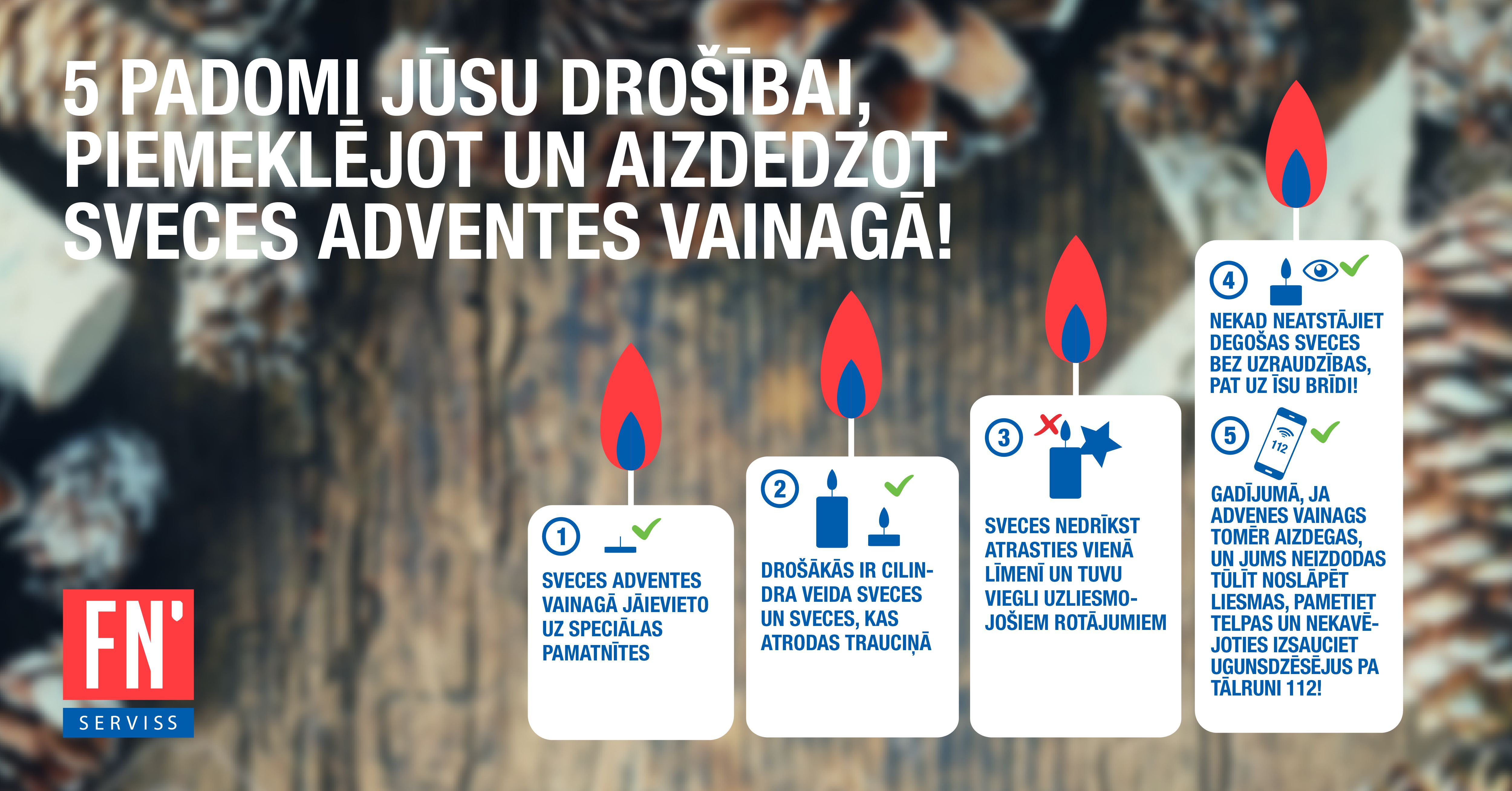 Lapa atgādinājums par ugunsdrošību adventes laikā