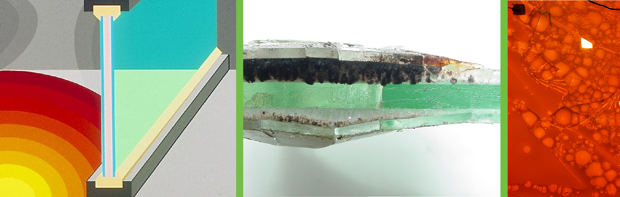 Ugunsdrošo stikla konstrukciju drošība vairāki šķērsgriezumi