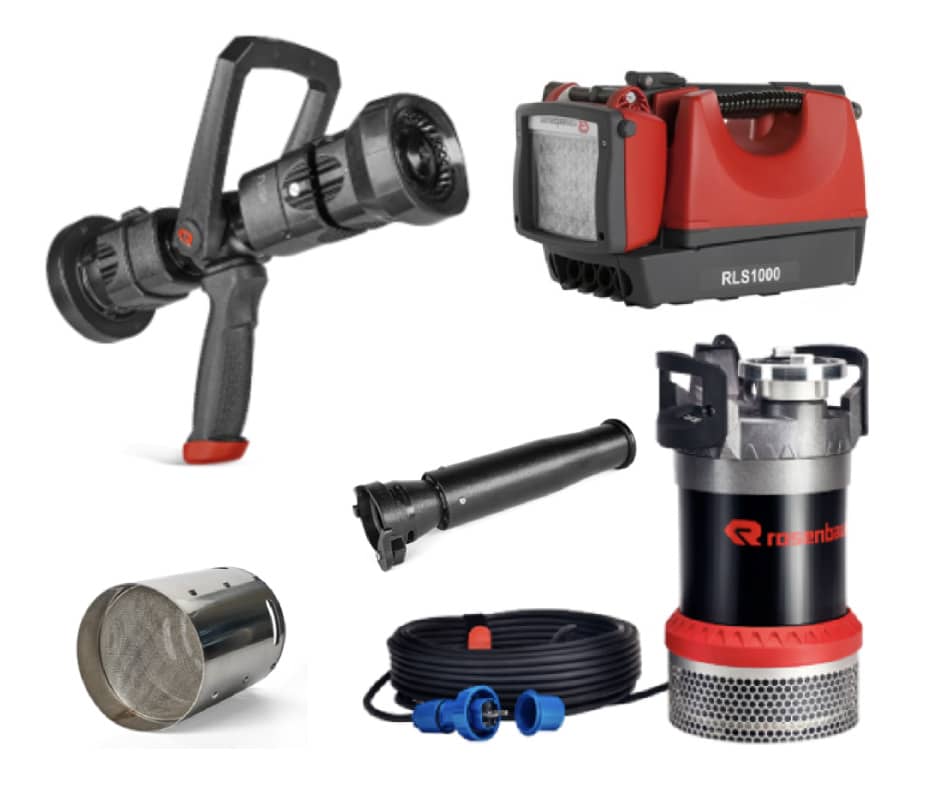 Ugunsdzēsības inventārs - sūkņi, stobri u.c.