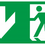 Uzlīme “IZEJA uz leju pa kreisi”, papildus uzlīme OXIMIA LED evakuācijas un avārijas apgaismojumam (300 x150 mm)