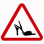 trijstūrveida informatīva uzlīme kurpe