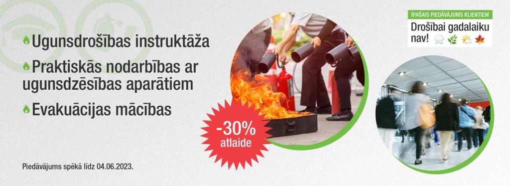 Īpašais piedāvājums ugunsdrošības instruktāžām un praktiskām apmācībām