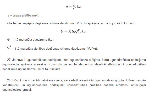Ugunsslodzes aprēķināšanas formulas
