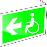 Luminiscējoša dubulta NORĀDE Virziens pa kreisi uz evakuācijas izeju cilvēkiem ar kustību trauc