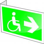 Luminiscējoša dubulta NORĀDE Virziens pa labi uz evakuācijas izeju cilvēkiem ar kustību trauc.