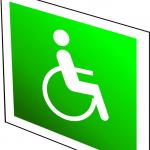 Luminiscējoša dubulta NORĀDE Virziens uz evakuācijas izeju cilvēkiem ar kustību traucējumiem