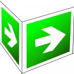 Luminiscējoša panorāmas norāde ''Virziens uz evakuācijas izeju'' 20x20 cm