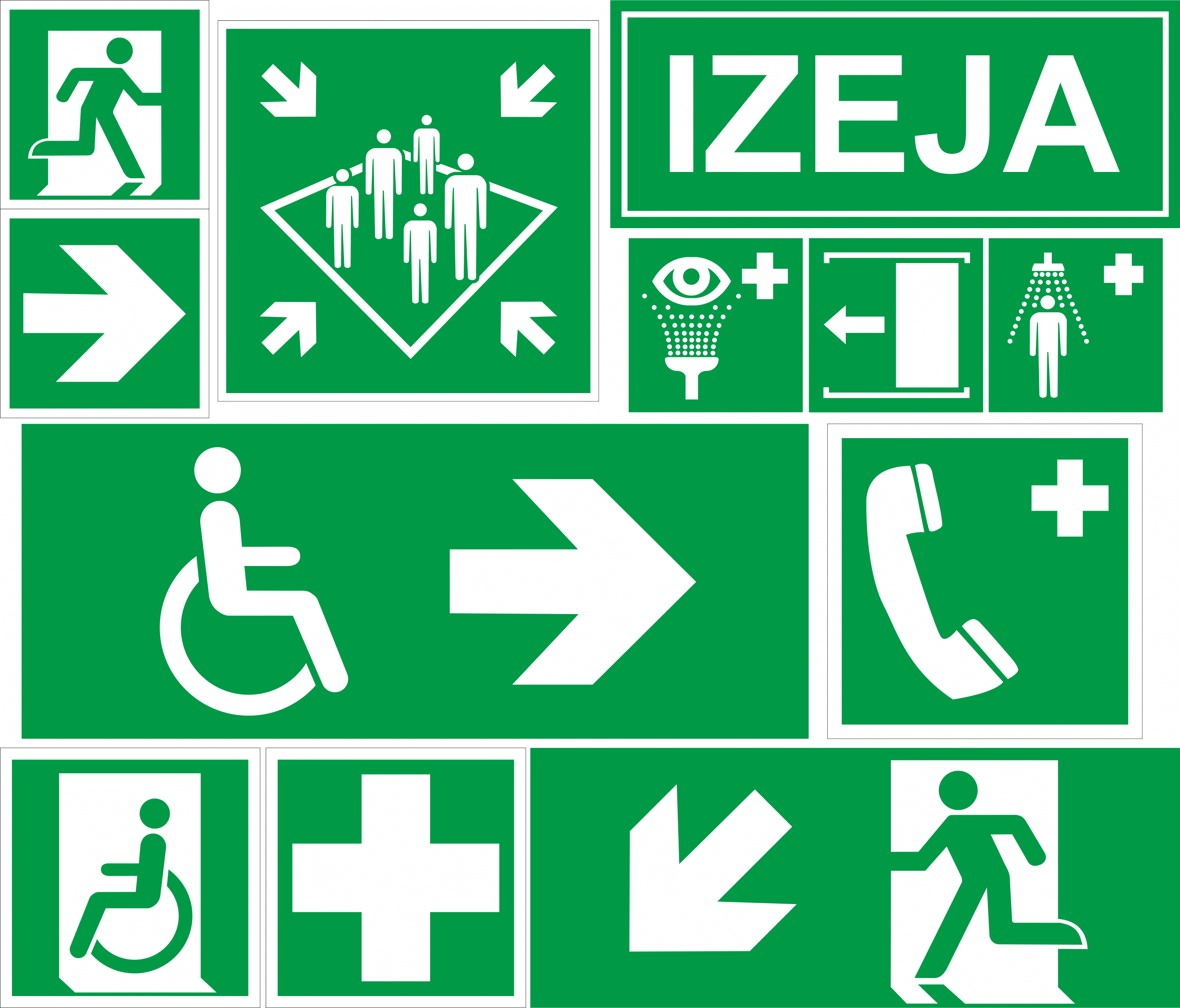 Evakuācijas un pirmās palīdzības uzlīmes